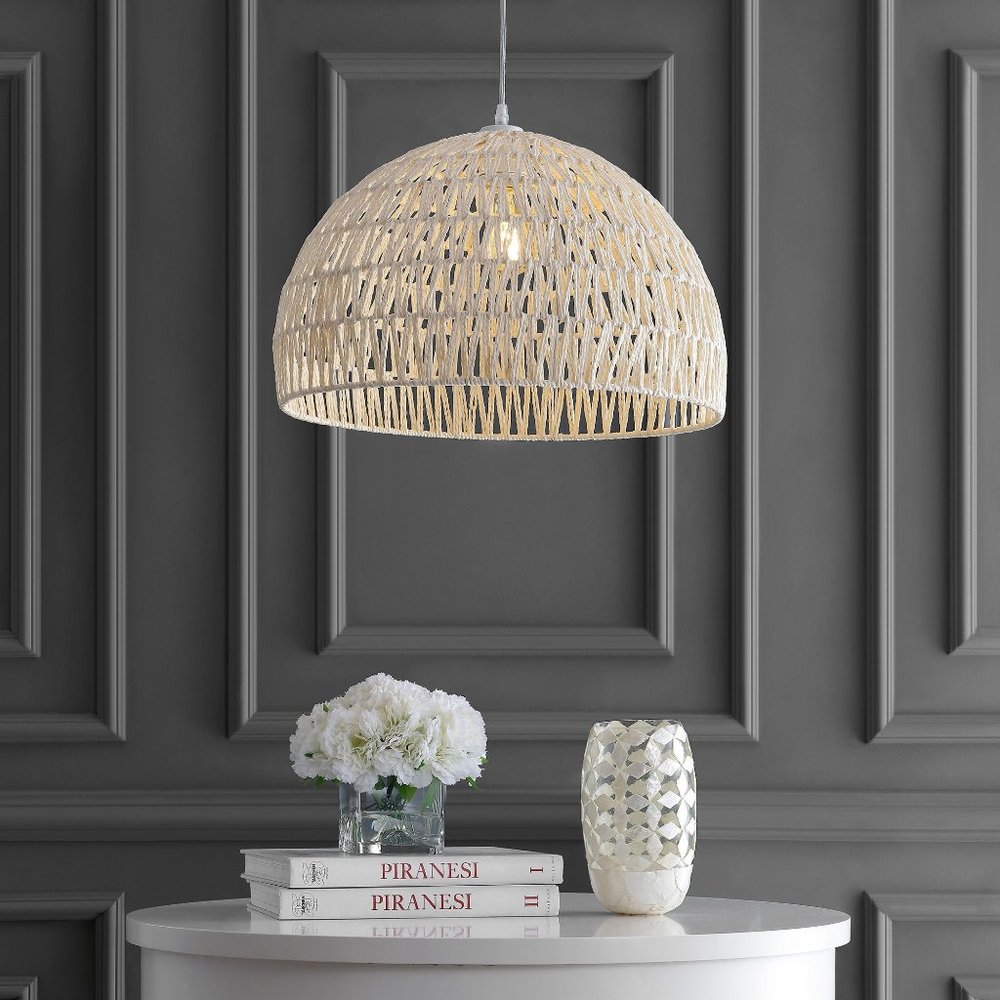 Campana 20" Woven Rattan Dome LED Pendant
